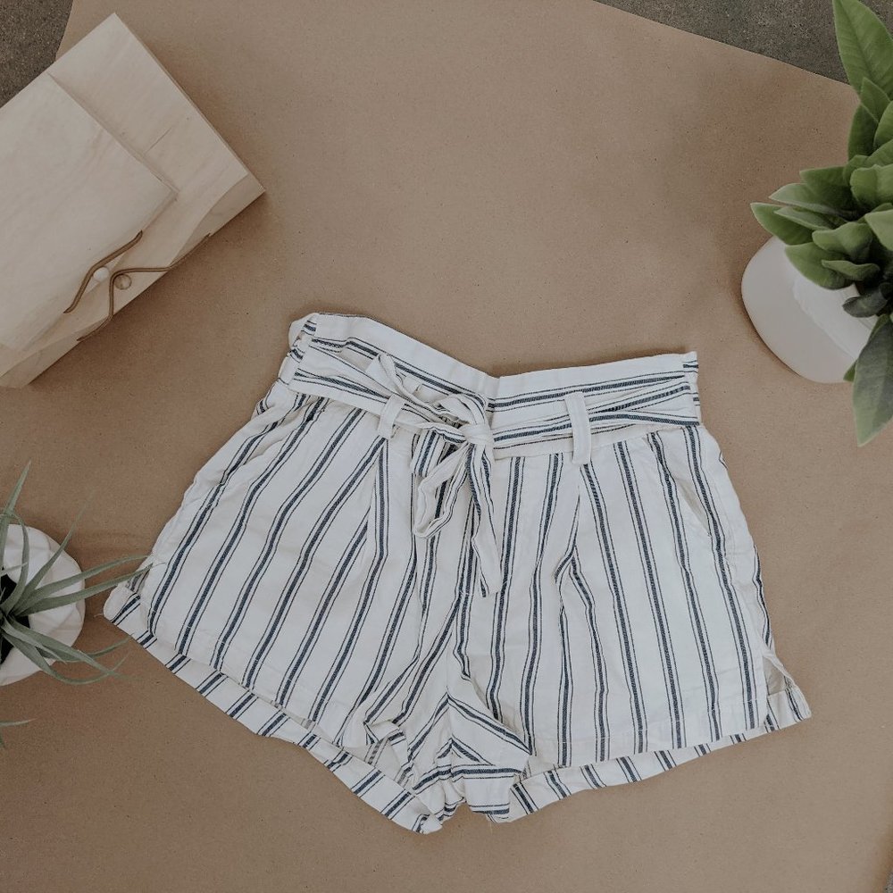 White Stripped Tribal Shorts